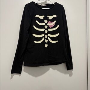 Black skeleton Halloween long sleeve T-shirt